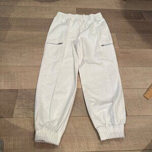 DSG WOMENS MEDIUM TWILL JOGGERS PURE WHITE HIGH RISE LOOSE FIT NEW